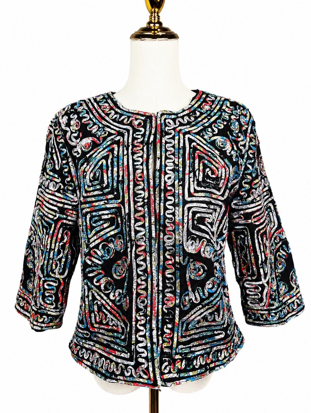 Gumps San Francisco Art To Wear Embroidered Quilted Jacket L Vintage Boho